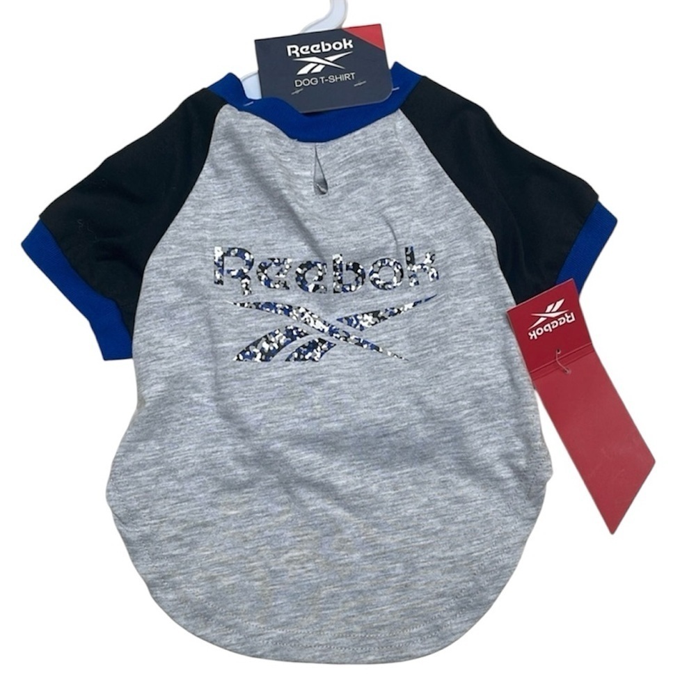 ❤️ 🆕 REEBOK  DOG Gray and Black Tee with Blue Accents